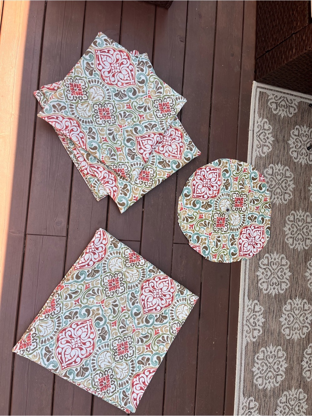 Medallion pillow covers - red green teal and pillow canopy topper